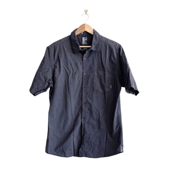 Billabong Mens Short Sleeves Button-Up Shirt Black White Size Large - Picture 1 of 8